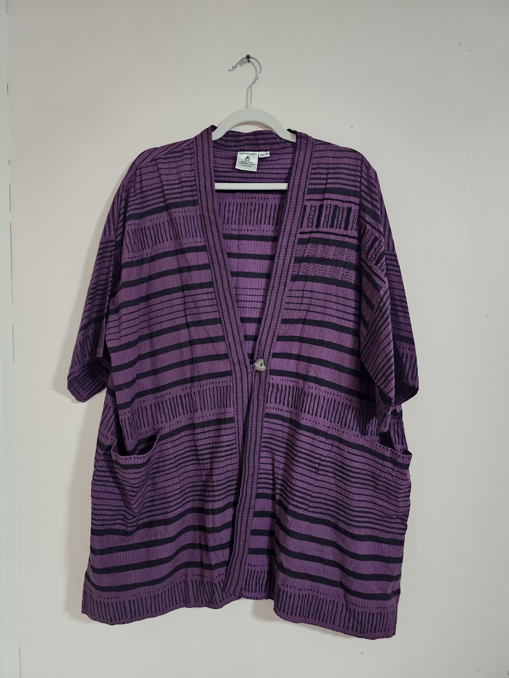 Dignity Not Charity 3X 4X Purple Striped Open-Front Cardigan Jacket